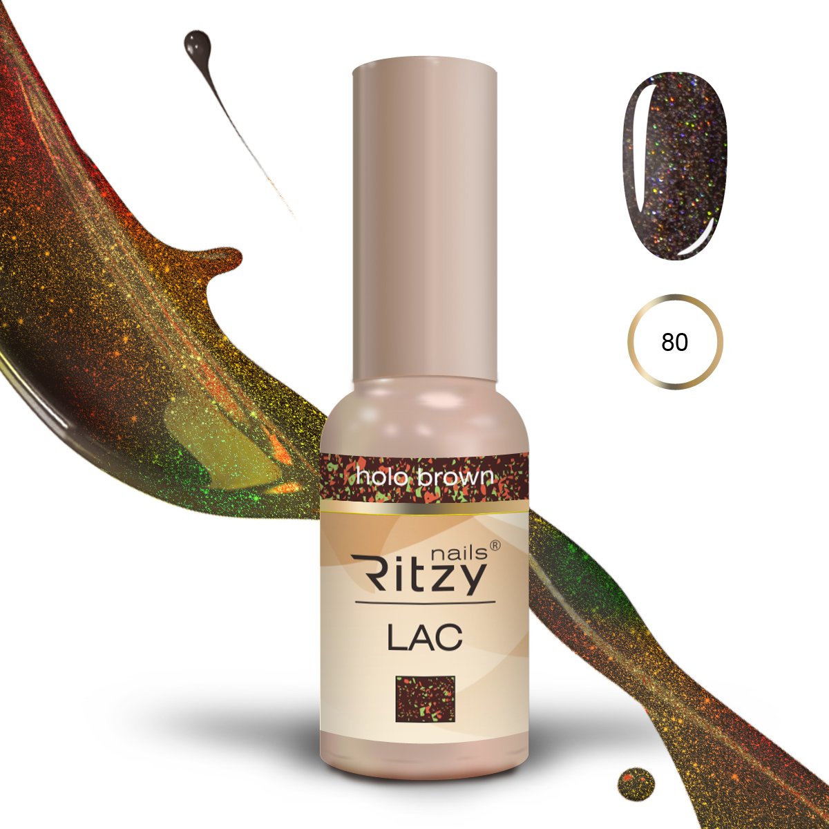 Ritzy Lac 80 Holo Brown  Ritzy Nails Ritzy Lac 80 Holo Brown  Ritzy Nails